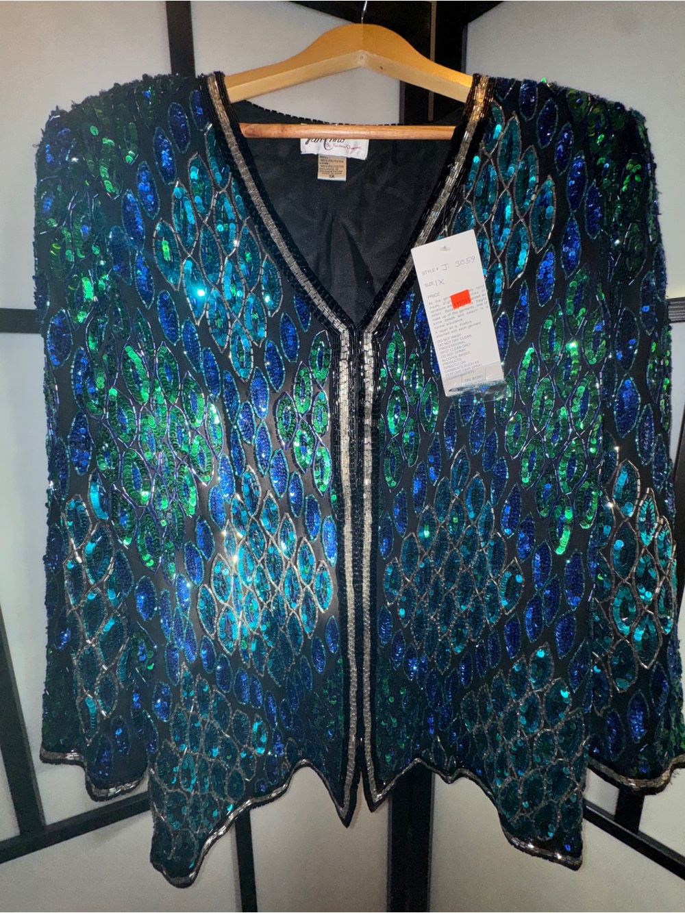 Rare NWT Vintage Tan-Chho 1X Beaded Jacket - Blue/Green